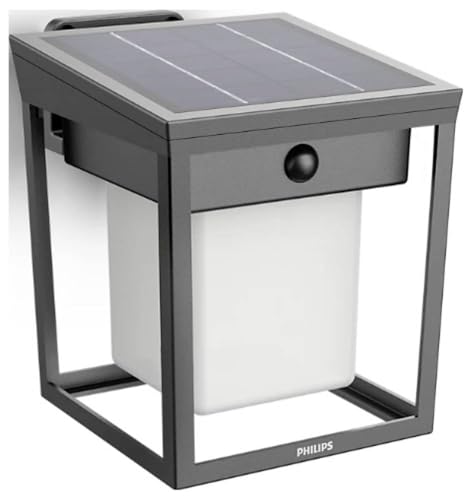 Philips Blaise UltraEfficient Outdoor Solar Wall Light, 3000K, 250/20lm, Anthracite
