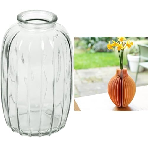 Talking Tables Clear Glass Bud Vase for flowers, s & Talking Tables Honeycomb Paper Vase with Glass Via Table Decor Bundle