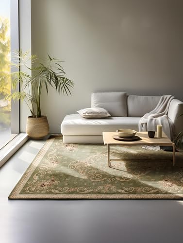 Nouristan Oriental Rug - Runner Oriental Classic Living Room Rug Oriental Densely Woven with Flowers Flat Weave for Living Room, Bedroom, Dining Room, Hallway - Olive Green, 120 x 170 cm