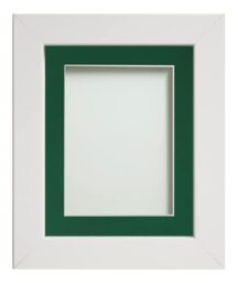 Frame Company Watson White Picture Photo Frame fitted with Perspex, 6x4 inch with Bottle Green Mount for image size 4x3 inch