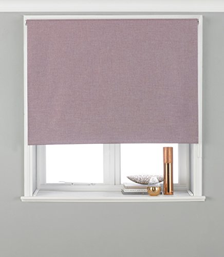 "Eclipse Blackout Roller Blind - Mauve Purple - Ready Made (Fittings Included) - Temperature Control - Adjustable - 100% Polyester - 153cm width x 162cm drop (60"" x 64"" inches) - Made by Riva"