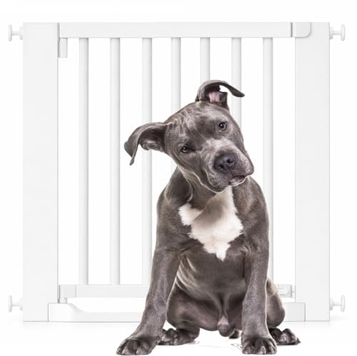 Bettacare Wooden Heritage Flat Step Dog Gate, White, 79cm - 87cm, Pressure Fit
