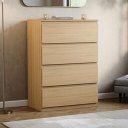 Vida Designs Denver 4 Drawer Chest of Drawers - Pine - Space-Saving Storage - 96H x 70W x 40D cm - Minimal - Smooth Metal Runner - Engineered Wood - Modern Bedroom Chest of Drawers Unit