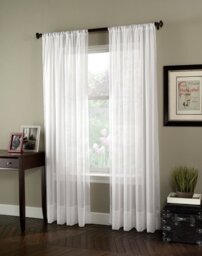 "Curtainworks Soho Voile Sheer Curtain Panel, 59 by 132"", Winter White"