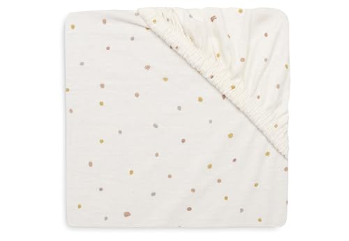 Jollein Jersey Fitted Sheet - For Cot - Kangaroots/Dusty Dot - 60x120cm - Cotton Fitted Sheet - OEKO-TEX Certified