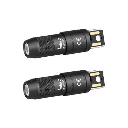 OLIGHT IMINI 2 Keychain Light 50 Lumens EDC Rechargeable Mini Torch, Magnetic Base Lamp with Integrated USB Plug, High Performance Compact LED Flashlight for Daily Carry (Black 2-Pack)