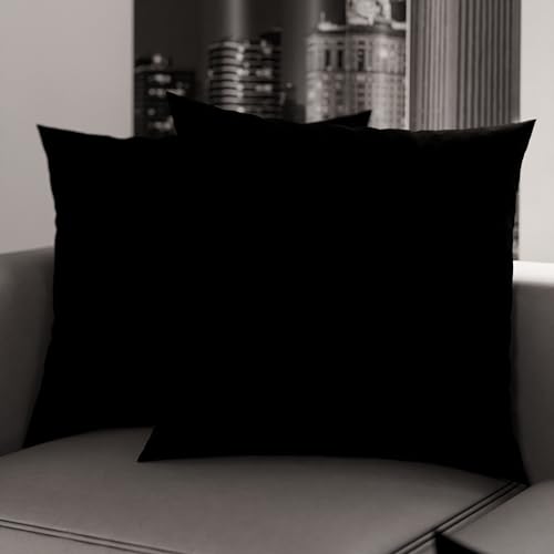 PETTI Artigiani Italiani - Pair of Pillowcases 65x65 cm in Microfiber, Bedroom Cushions, Sofa, Set of 2 Cushion Covers, Solid Color Black Pillowcase, 100% Made in Italy