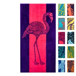 Nova Blue Flamingo Beach Towel – Pink and Purple with A Cute Design, Extra Large, XL (34”x 63”) Absorbent & Portable, Lightweight, Pink Beach Towel, Made from 100% Cotton