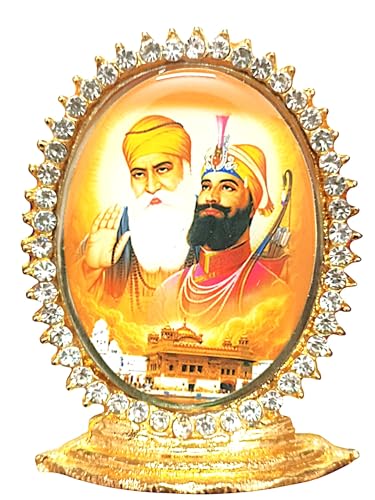 Imagine Mart Guru Nanak ji and Guru Gobind Singh ji Car Dashboard- Mandir - Home Decor -Office Table Showpiece -Statue 3 Inch- Super Quality (3 Inches)