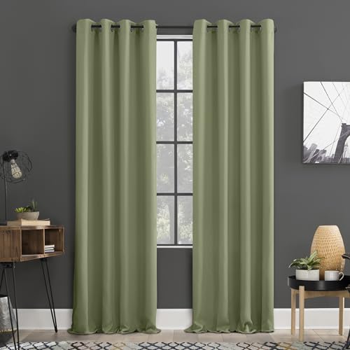"Sun Zero Soho 2-pack Blackout Energy Efficient Grommet Curtain Panel Pair, 54"" x 96"", Sage Green"