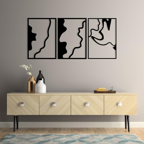 Stylish Black Decorative Metal Wall Accessory, 120 x 54.5 cm, 100% Metal, 1.2 mm Thickness, Perfect for Modern Home Decor & Office Spaces