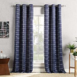 "Sun Zero Shibori Print Blackout Grommet Curtain Panel, Polyester, Navy Blue, 40"" x 84"""