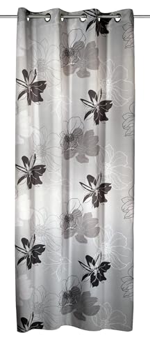 Gardinia Eyelet Curtains Dimout Flowers Grey 135 x 245 cm