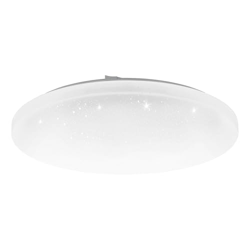Eglo Access Frania-A LED Ceiling Light, 1-Bulb Wall Light with Crystal Effect Steel and Plastic, White, with Remote Control, Colour Temperature Change (Warm, Neutral, Cold), Dimmable, Diameter 40 cm