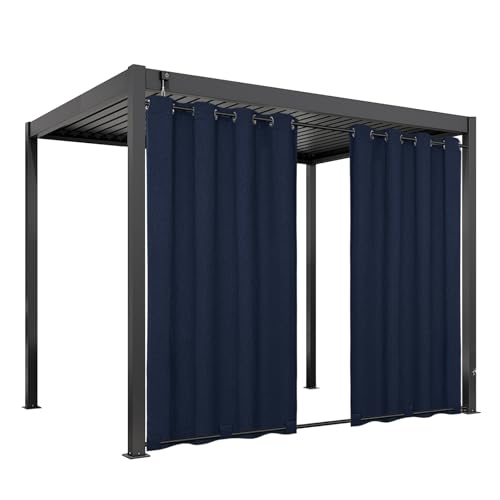 Easy-Going Linen Look Outdoor Curtains 54x108 inch, Navy - Waterproof Soft Thicken Outdoor Privacy Curtains for Patio, Gazebo, Grommet Top and Tab Bottom Drape, 1 panel