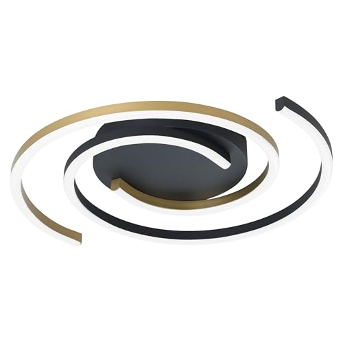 Eglo LED Ceiling lamp Conettilia, dimmable via Remote, Black and Brass Metal Light Fixture, Warm to Cool White, Ø 48 cm
