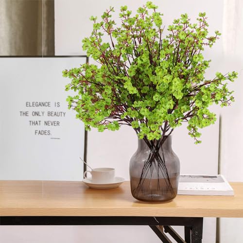 Hananona 10 Pcs Artificial Baby Gypsophila Flowers St Patrick's Day Artificial Silk Flowers for Home Decoration, Spring Flower Arrangement Table Decoration