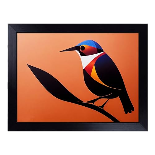 Lap Tray with Bean Bag Cushion, Angelical Bird Abstract - Handmade in the UK, Raised Wooden Edge, Padded Cushion, Heat-Resistant Wipe-Clean Surface, for Meals, Laptops and Crafts