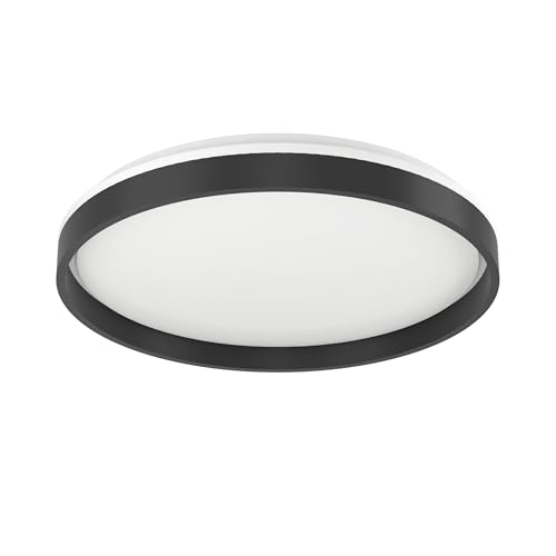 Eglo Connect.z Smart Home LED Ceiling Light Fixture Moschettino-Z, ZigBee + Matter, app and Voice Control Alexa, Warm to Cool White, RGB, dimmable lamp, Black-White, Ø 49.1 cm