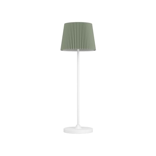 Eglo Cordless LED Table lamp Leonero, Wireless Battery Bedside Light, USB Rechargable Indoor Lighting, Metal with Folding lampshade, Green White, Touch dimmable, Warm - Neutral White