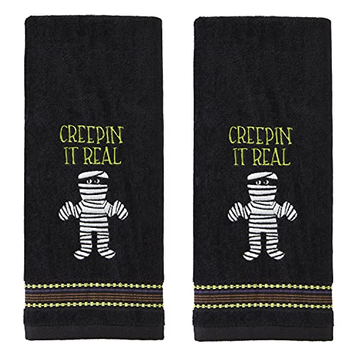 SKL Home by Saturday Knight Ltd. Glow in The Dark Hand Towel Set, Cotton, Creepin Real