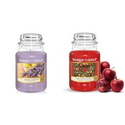 Yankee Candle Scented Candle - Lemon Lavender Large Jar Candle - Long Burning Candles: up to 150 Hours & Scented Candle - Red Apple Wreath Large Jar Candle - Long Burning Candles: up to 150 Hours