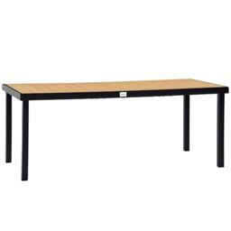 Outsunny Garden Table for 8 People, Rectangular Aluminium Outdoor Dining Table with All-Weather Faux Wood Top for Garden, Patio, 190 x 90 x 74 cm, Natural