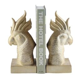 JOOMBE Gold Parrot Decorative Bookends for Heavy Books Bookshelf Decor - Minimalist Cool Bird Book ends for Home Office Desk Decor???Cute Resin Animal Book end Decorative for Kids Books