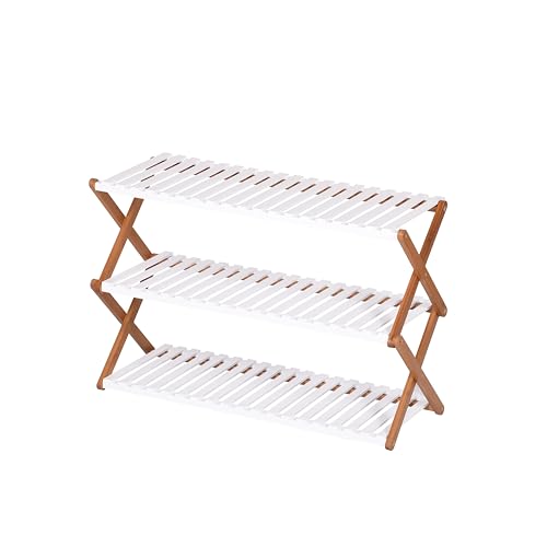 ASPECT Folding Bamboo Shoe Rack/Organizer Shelf (3 Tier)