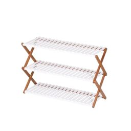 ASPECT Folding Bamboo Shoe Rack/Organizer Shelf (3 Tier)