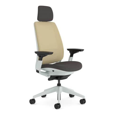 Steelcase Series 2 Ergonomic Office Chair With LiveBack Lumbar Support, 4D Armrests, Adjustable Headrest Beige/Moleskin Made in Europe