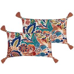 furn. Wylder Aquess Floral Tasselled Feather Filled Cushion - Twin Pack