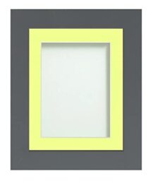 Frame Company Watson Grey Picture Photo Frame fitted with Perspex, 12x10 inch with Lemon Bon Bon Mount for image size 8x6 inch