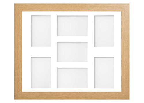Frame Company Watson Beech Multi-Aperture Photo Frame with Mount, 20x16 for 6x4 (x7) * Choice of Frame Colour and Mount Design* NEW