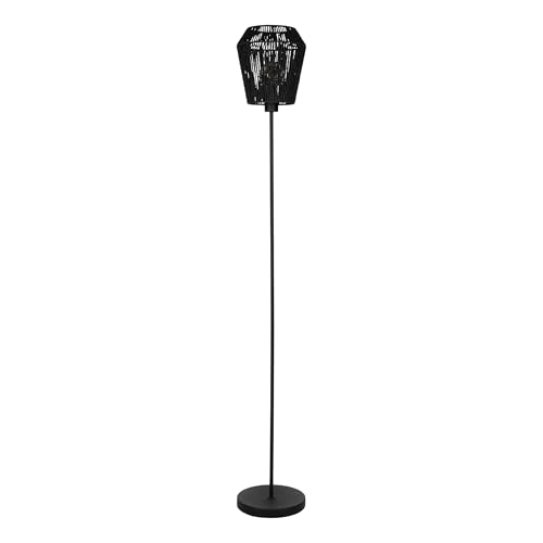 Eglo Floor lamp Persley, floorlamp Living Room, Standing lamp Made of Metal and Woven Paper, Living Room Lighting with Switch, FSC-Certified, E27 Socket