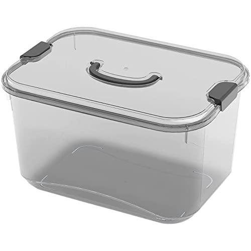 Plastic Storage Boxes, 20L Storage Boxes with Lid Plastic Stackable Storage Boxes, Storage Boxes with Handles for Home, Office (4 Packs, Black)