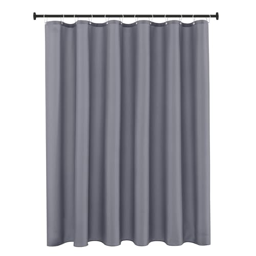 Biscaynebay Extra Long Fabric Shower Curtain Liner 72 Inch Width by 84 Inch Length, Dark Grey Rust Resistant Grommets Top Weighted Bottom Hem Machine Washable