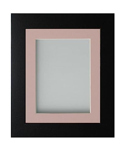 Frame Company Watson Matte Black Picture Photo Frame fitted with Perspex, 12x10 inch with Pink Mount for image size 9x7 inch