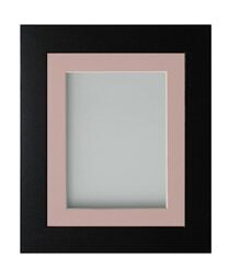 Frame Company Watson Matte Black Picture Photo Frame fitted with Perspex, 12x10 inch with Pink Mount for image size 9x7 inch