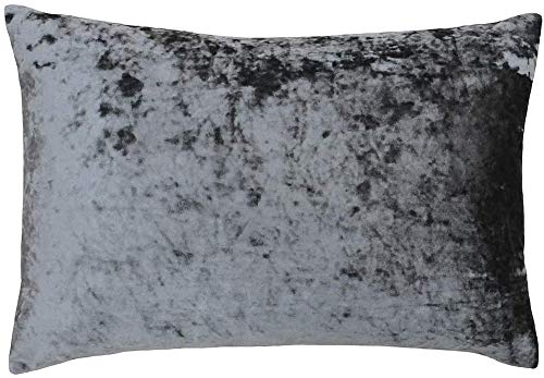 "Riva Paoletti Verona Cushion Cover Rectangle - Pewter Grey - Velvet Feel - Crushed Velvet Look - Hidden Zip Design - 100% Polyester - 40 x 60cm (16"" x 24"" inches) - Designed in the UK"