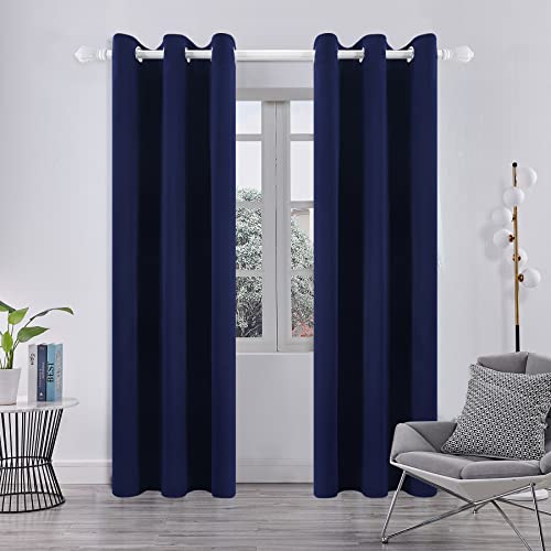 PICKLUC Navy Blackout Curtain for Bedroom, Light Blocking Drapes with Grommet, Thermal Insulated, Noise Reduction, 42 Inches Wide x 84 Inches Long, 2 Panels