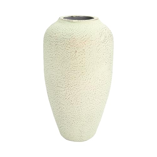 Hosley 11 in High Washed Gray Metal Vase, Ideal for Dried Flowers Gift for Wedding Home Spa Votive Candle Gardens