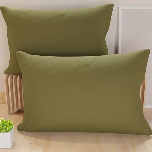 PETTI Artigiani Italiani - Pair of Pillowcases 80x40 cm in Microfiber, Bedroom Cushions, Sofa, Set of 2 Cushion Covers, Mud Solid Color Pillowcase, 100% Made in Italy
