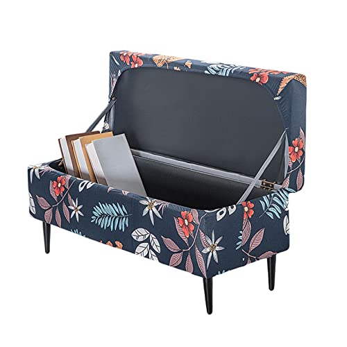FUANGUI Ottoman Cover Slipcovers Rectangular Folding Stretch - Storage Bench Footrest Sofa Stool Covers Footstool Protector with Elastic Bottom, Removable Washable,Large