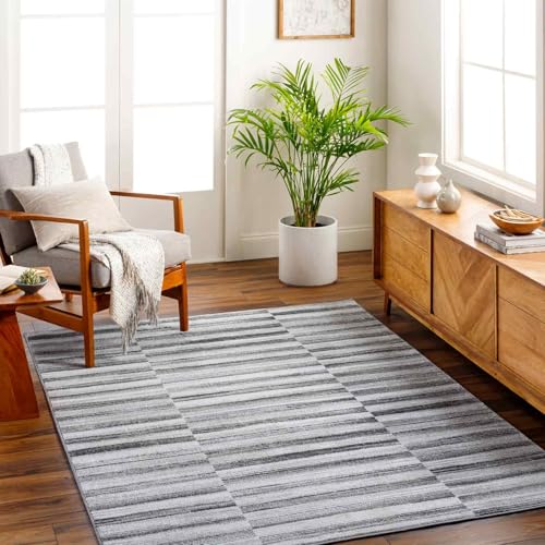 Livabliss Perla Lipnik Geometric Carpet 160x213 cm, Scandi Neutral Abstract Boho Design for Living Room, Dining & Kitchen, Easy Care Pile, Ivory Grey Slate Black