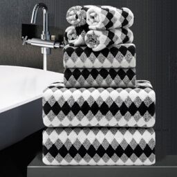 8 Piece Bathroom Towel Set Black White-2 Oversized Large Bath Towels Sheet,2 Hand Towels,4 Washcloths- 600GSM Soft Towel Set for Bathroom Hotel,Highly Absorbent Quick Dry Bath Towel Collections