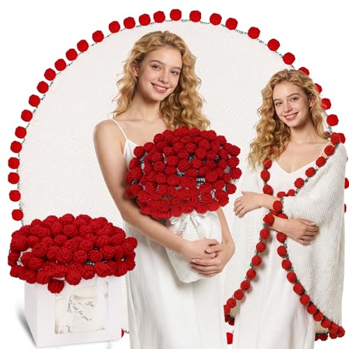 Flower Blanket Bouquet Red Rose, Soft Cozy Floral Throw Blanket for Home Decor Couch Bed, Romantic Gifts for Women Mom Wife Girlfriend, Wedding Birthday Valentines Mothers Day (43Inches)