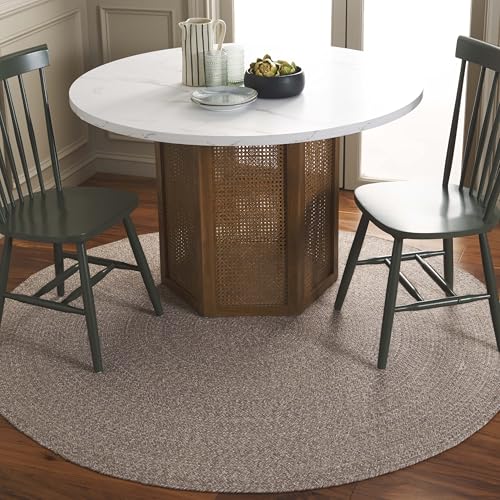 Safavieh Traditional Rug Living Room, Dining Room, Bedroom - Reversable - Braided Collection, Short PIle, in Ivory and Beige, 183 X 183 cm