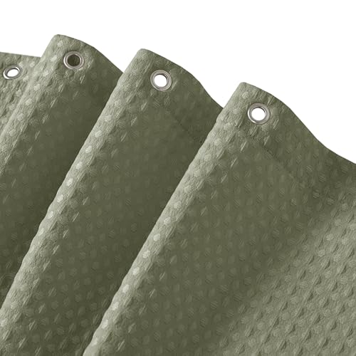 "Madison Park Shower Curtain Waffle Weave Vibrant Color Bathroom 3M Scotchgard Moisture Management Country Style Standard 72"" x 72"" Sage Green"