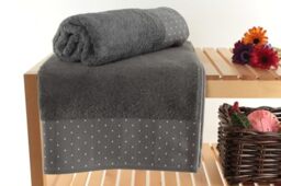 Foutastic Luxury Bath Towel Set (2 Piece), 100% Cotton, 70 x 140 cm, 510 g/m², Grey & White, Machine Washable, Soft & Absorbent